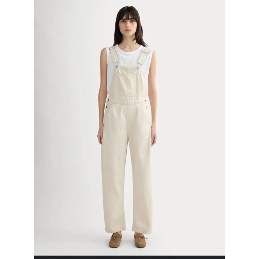 Everlane Bone Canvas Bib Overalls Womens 6